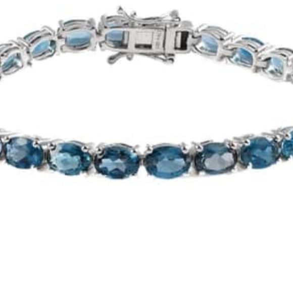 HSN Jewelry - Genuine London Blue Topaz Bracelet in Platinum over Sterling Silver NEW